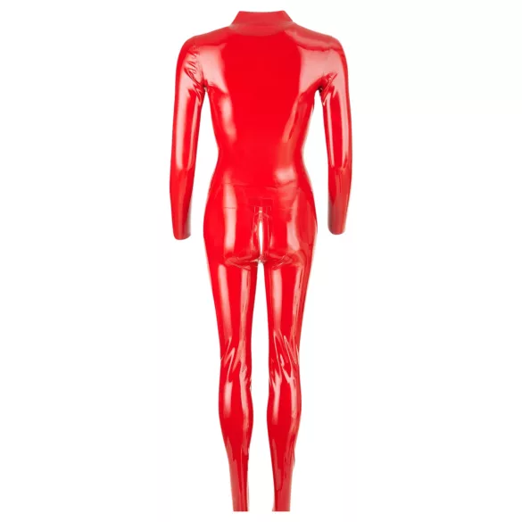 LATEX - dames catsuit met lange mouwen - rood - L