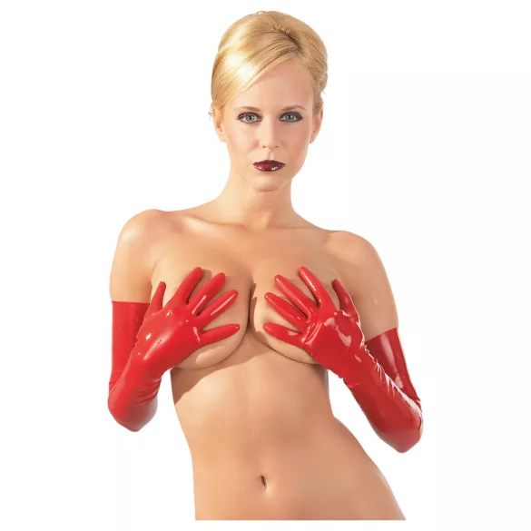 LATEX - lange unisex handschoenen - rood - M