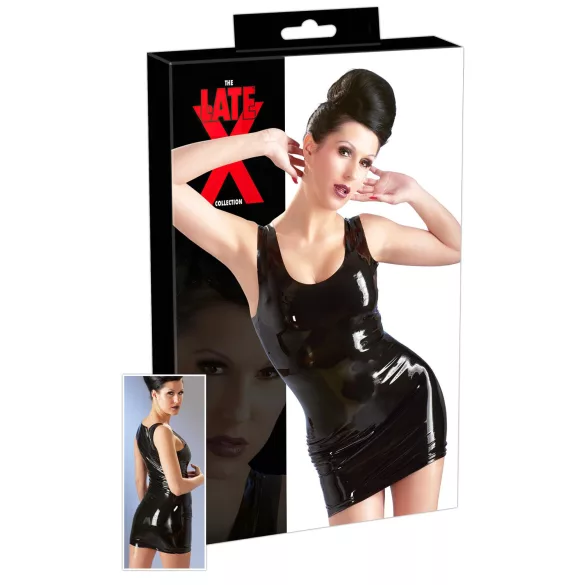 LATEX - minijurk zonder mouwen - zwart - latex - XL