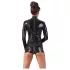 LATEX - dames catsuit - open kruis - lange mouwen - zwart - L