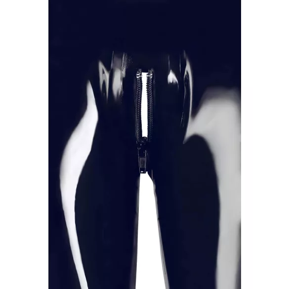LATEX - legging - rits - latex - zwart - L