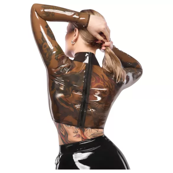 LATEX - latex top - doorschijnend - zwart - L