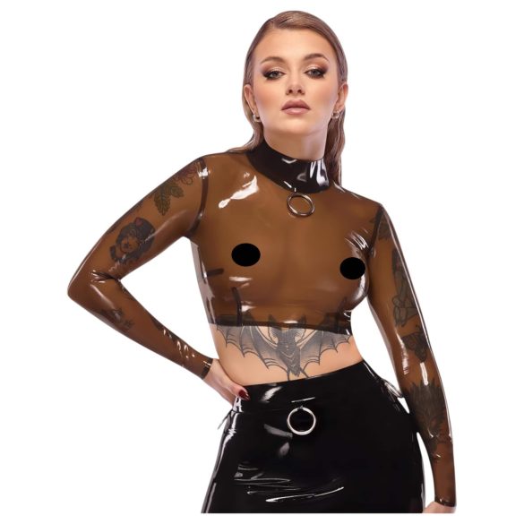 LATEX - doorzichtige latex top (doorzichtig-zwart) - S-L - 2XL