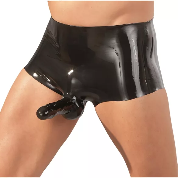 Latex boxershort + penismanchet (zwart) - L/XL