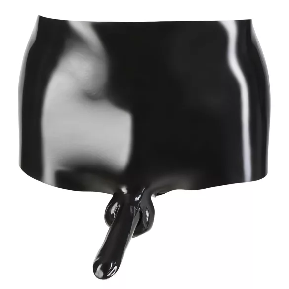 Latex boxershort + penismanchet (zwart) - L/XL