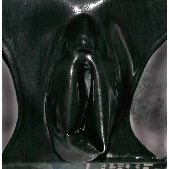 LATEX - dames slip met condoom - zwart - XL