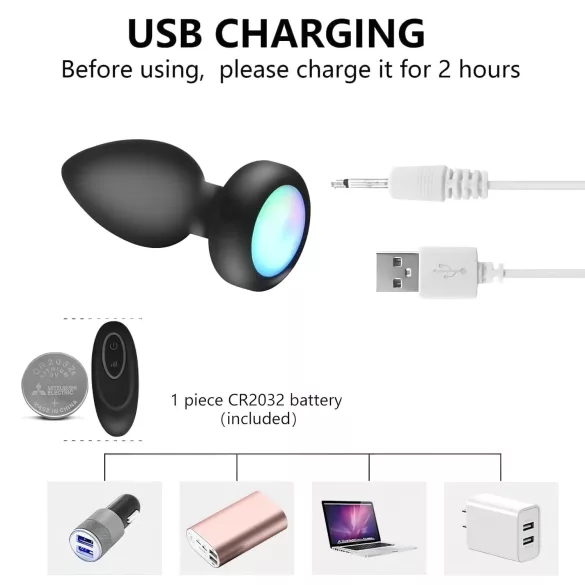 Mrow - anaal vibrator met verlichting en afstandsbediening - zwart