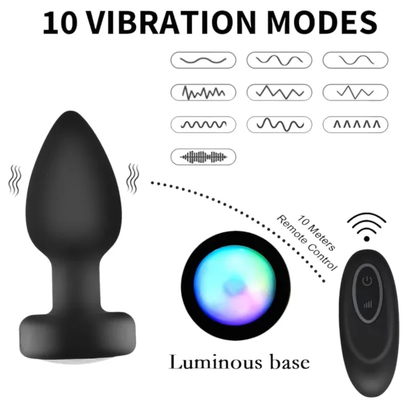 Mrow - anaal vibrator met verlichting en afstandsbediening - zwart