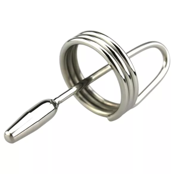 DeepRing - penisplug met ring - metaal - 9cm - zilver