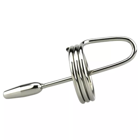 DeepRing - penisplug met ring - metaal - 9cm - zilver