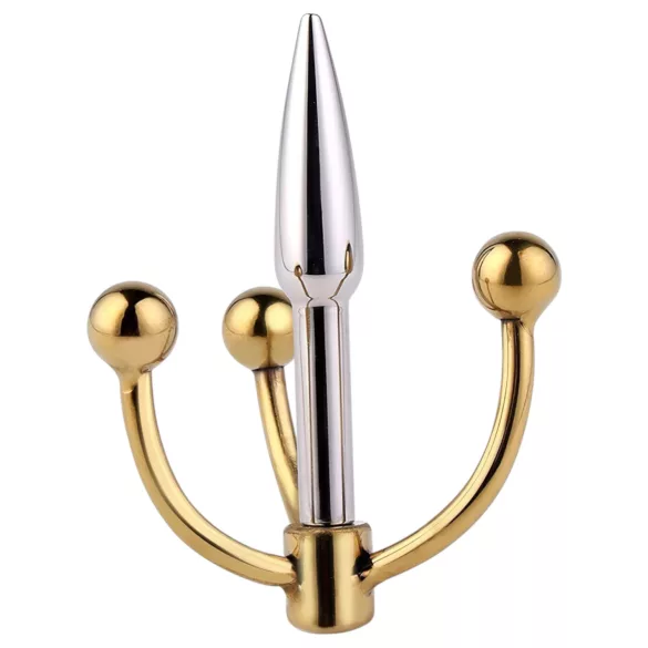 Urethralplay - urethra dilator met anker - metaal - 4,5cm - zilver