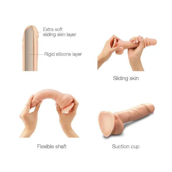 Strap-on-me - dildo met zuignap - dubbel gelaagd - klein - huidskleur