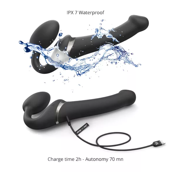 Strap-on-me - strap-on vibrerend luchtdruk vibrator - zwart