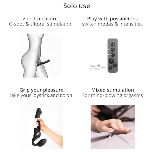 Strap-on-me - opzetvibrator met luchtdrukgolven - zwart - maat M