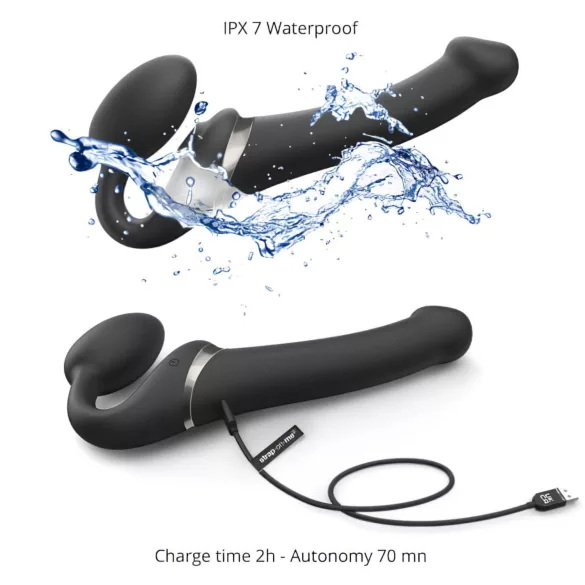 Strap-on-me - opzetvibrator met luchtdrukgolven - zwart - maat M