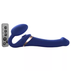   Strap-on-me - strap-on vibrator met luchtdruk stimulatie - siliconen blauw