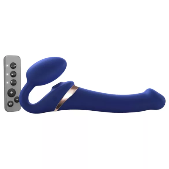 Strap-on-me - strap-on vibrator met luchtdruk stimulatie - siliconen blauw