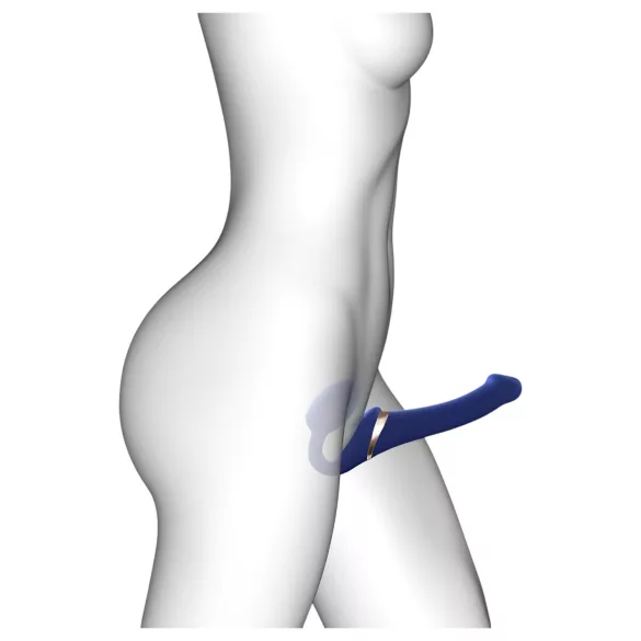 Strap-on-me - strap-on vibrator met luchtdruk stimulatie - siliconen blauw