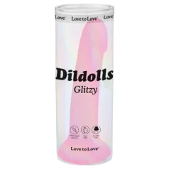Dildolls Glitzy - zuignap siliconen dildo (roze)