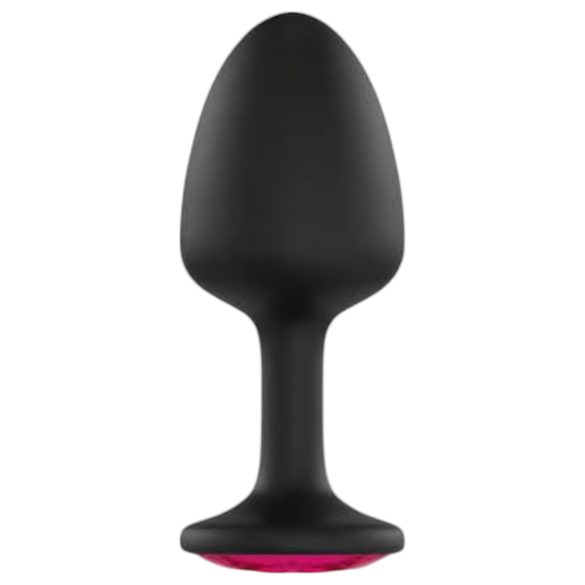 Dorcel - anale plug met roze steen - siliconen - zwart - maat M