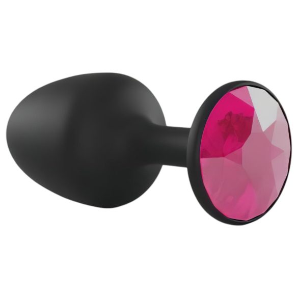 Dorcel - anale plug met roze steen - siliconen - zwart - maat M