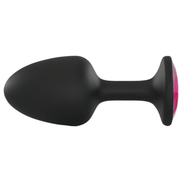 Dorcel - anale plug met roze steen - siliconen - zwart - maat M