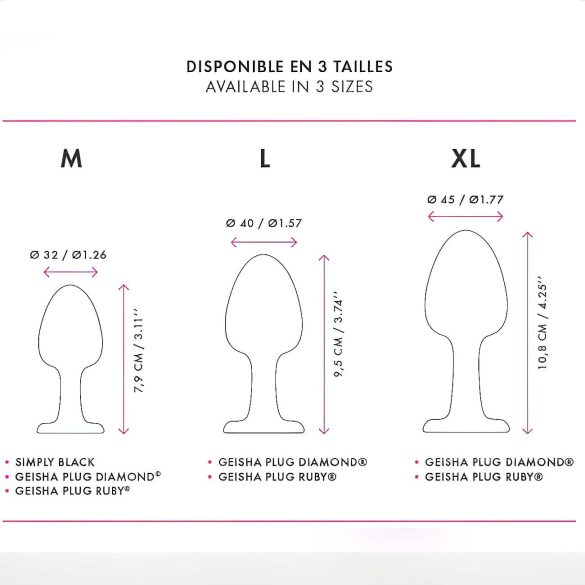 Dorcel - anale plug met roze steen - siliconen - zwart - maat M