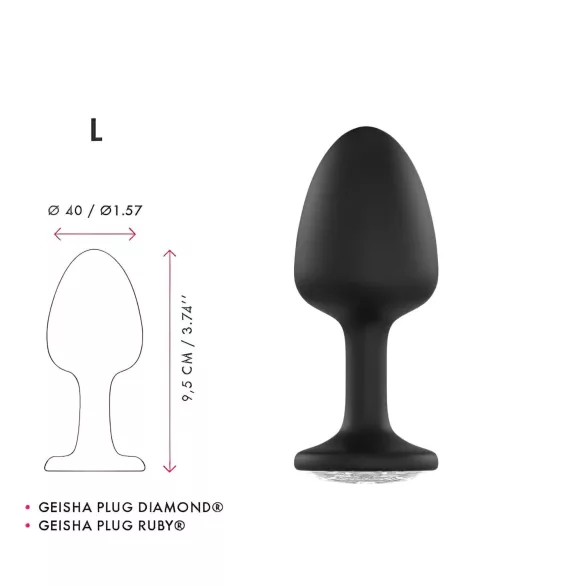 Dorcel Geisha Plug Diamond L - zwarte anaalplug met witte steen