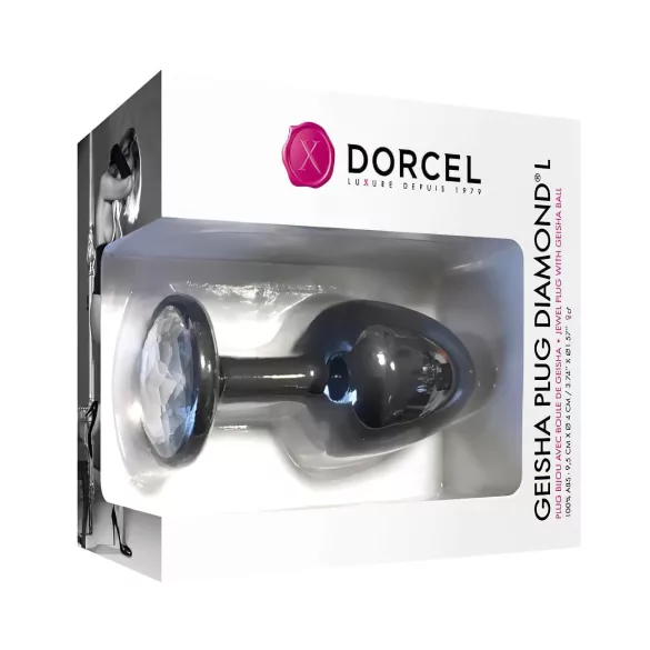 Dorcel Geisha Plug Diamond L - zwarte anaalplug met witte steen
