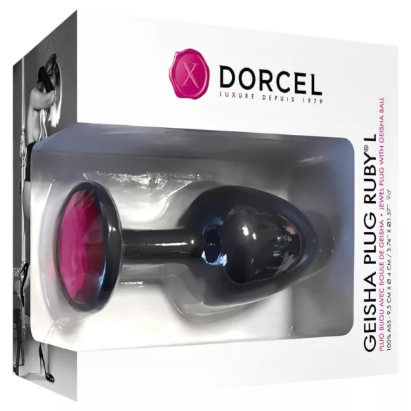 Dorcel Geisha Plug Ruby L - anaalplug met roze steen (zwart)