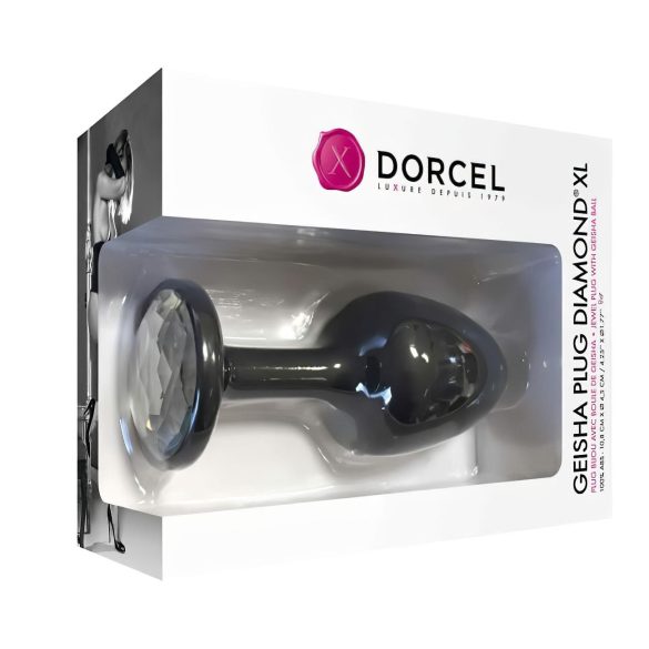 Dorcel Geisha Plug Diamond XL - zwarte anaal plug met witte steen