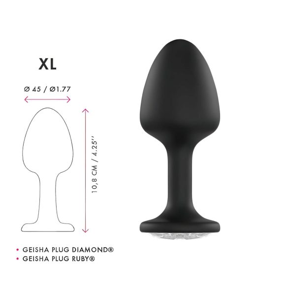 Dorcel Geisha Plug Diamond XL - zwarte anaal plug met witte steen