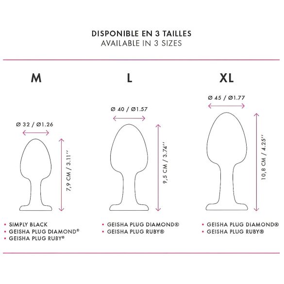 Dorcel Geisha Plug Diamond XL - zwarte anaal plug met witte steen