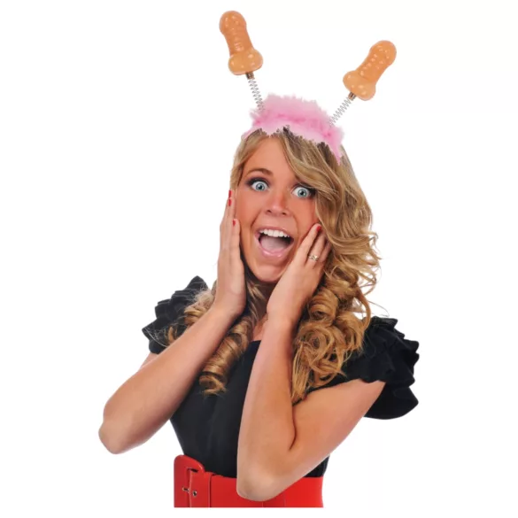 Penis hoofdband - met dildo - roze/nude