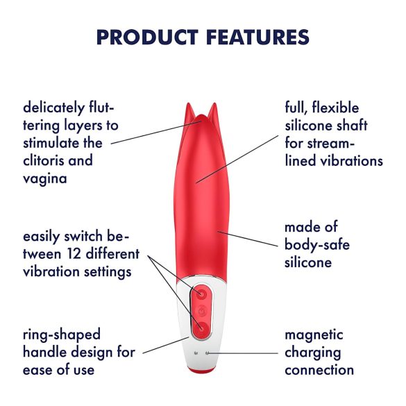 Satisfyer Power Flower - oplaadbare, waterdichte vibrator (rood)