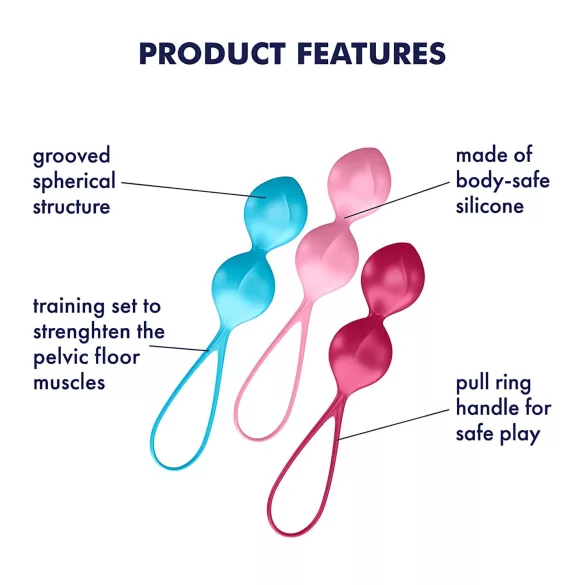 Satisfyer V Balls - kegelbal set - duo + extra bal - siliconen - 3 stuks