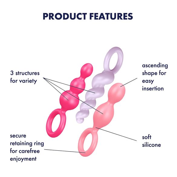 Satisfyer Booty Call - anaal plug set - siliconen - 3 stuks - multi color