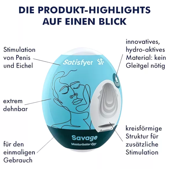 Satisfyer Egg Savage - masturbatorei - textuur - 1 stuk