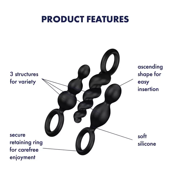 Satisfyer Booty Call - anaal plug set - siliconen - zwart - 3 stuks