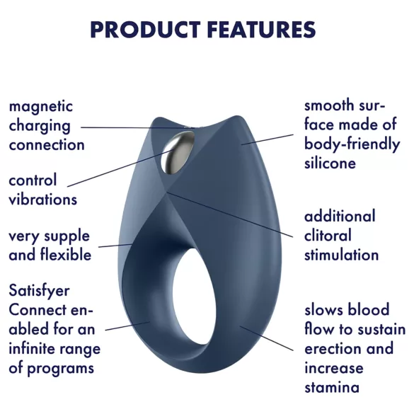 Satisfyer Royal One - App-gestuurde vibrerende penisring voor mannen (blauw)