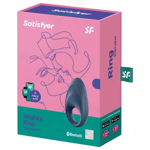 Satisfyer Mighty One - vibrerende penisring - bluetooth - siliconen - blauw