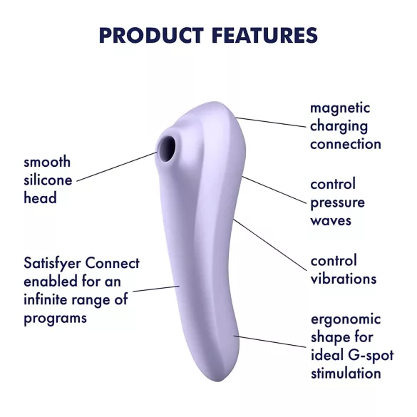 Satisfyer Dual Pleasure - luchtdruk vibrator met app - 2in1 - paars