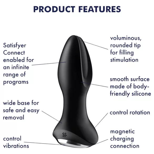 Satisfyer - anale vibrator met roterende kralen - siliconen - zwart