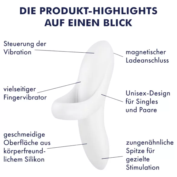 Satisfyer Bold Lover - oplaadbare waterdichte vinger vibrator - wit
