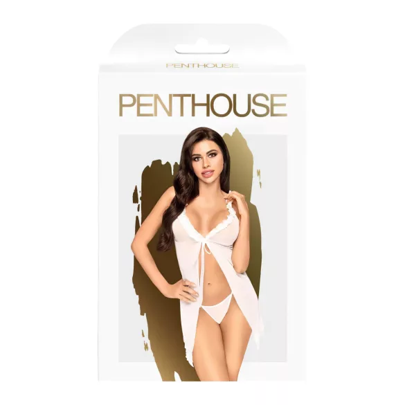 Penthouse - babydoll met string - transparant wit lingerie set - L/XL