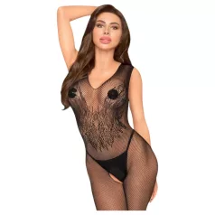 Penthouse - catsuit zonder mouwen - visnet - zwart - XL