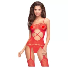   Penthouse Hot Nightfall - lingerie set - golvende open netstof - rood