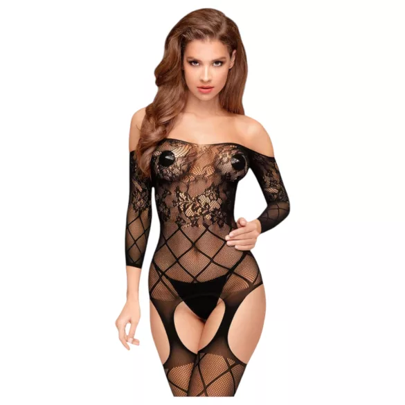 Penthouse Top-Notch - open net lingerieset - zwart