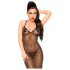 Penthouse Love on Fire - lange, glanzende, doorzichtige jurk met string (zwart) - L/XL