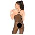 Penthouse Love on Fire - lange, glanzende, doorzichtige jurk met string (zwart) - L/XL